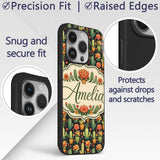 Stylish Decorative Cactus and Floral Pots on Dark Custom Name Protective Phone Case Mobile Cover Durable Everyday Smartphone Shock Resistant