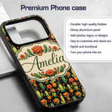 Stylish Decorative Cactus and Floral Pots on Dark Custom Name Protective Phone Case Mobile Cover Durable Everyday Smartphone Shock Resistant