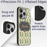 Soft Green Cactus with Cream Flower Illustration Custom Name Protective Phone Case Mobile Cover Durable Everyday Smartphone Shock Resistant