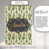 Soft Green Cactus with Cream Flower Illustration Seamless Pattern  Personalised Custom Name Super Soft Fleece Blanket Bed Sofa Throw