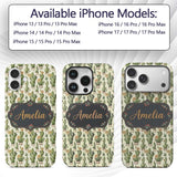 Soft Green Cactus with Cream Flower Illustration Custom Name Protective Phone Case Mobile Cover Durable Everyday Smartphone Shock Resistant