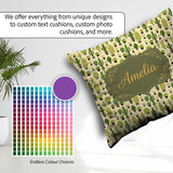 Custom Name Simple Green Cactus and Shapes on Neutral Background Square Filled Cushion Throw Pillow Sofa Bed Home Decor Zip Washable UK Made