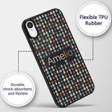 Colorful Leaf Drops Geometric Dark Background Custom Name Protective Phone Case Mobile Cover Durable Everyday Smartphone Shock Resistant