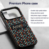 Colorful Leaf Drops Geometric Dark Background Custom Name Protective Phone Case Mobile Cover Durable Everyday Smartphone Shock Resistant