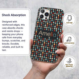 Colorful Leaf Drops Geometric Dark Background Custom Name Protective Phone Case Mobile Cover Durable Everyday Smartphone Shock Resistant