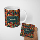 Personalized Custom Name Vibrant Multicolor Dripping Wax Candles Dark Seamless Pattern Name 11oz Ceramic Coffee Tea Mug White Large Handle