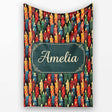 Vibrant Multicolor Dripping Wax Candles Dark Seamless Pattern Name  Personalised Custom Name Super Soft Fleece Blanket Bed Sofa Throw