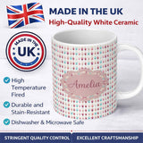 Personalized Custom Name Soft Pastel Candle Shapes Repeating Pattern Light Seamless Name Cute 11oz Ceramic Coffee Tea Mug White Large Handle