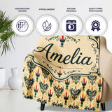 Vintage Ornate Candle Holders and Flames Beige Seamless Pattern  Personalised Custom Name Super Soft Fleece Blanket Bed Sofa Throw