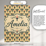 Vintage Ornate Candle Holders and Flames Beige Seamless Pattern  Personalised Custom Name Super Soft Fleece Blanket Bed Sofa Throw