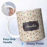 Personalized Custom Name Flame Shapes with Candle Silhouettes Light Seamless Pattern Name 11oz Ceramic Coffee Tea Mug White Large Handle