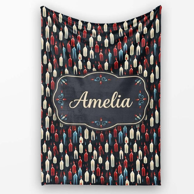 Abstract Dripping Candle Shapes on Dark Seamless Pattern Name Cute  Personalised Custom Name Super Soft Fleece Blanket Bed Sofa Throw