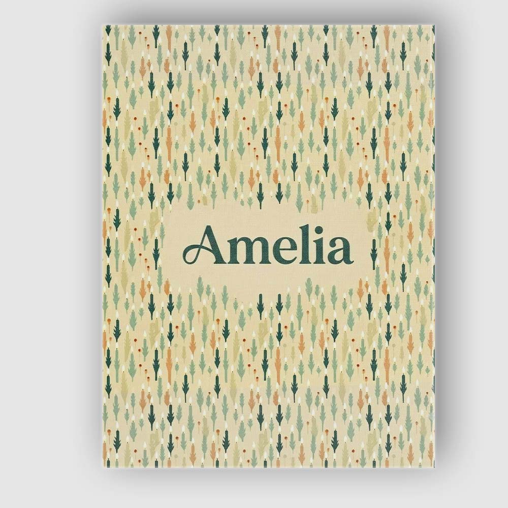 Personalised Name Abstract Leaf Shapes with Custom  Bespoke Interior Contemporary Canvas Wall Art Print Decor Picture Ready to Hang