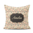 Custom Name Minimal Tall Silhouettes in Warm Tones Seamless Name Square Filled Cushion Throw Pillow Sofa Bed Home Decor Zip Washable UK Made