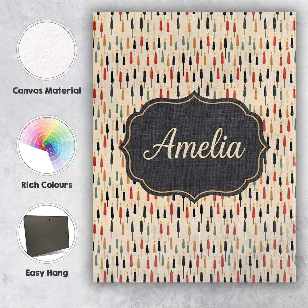 Personalised Name Minimal Tall Candle Custom Modern Room Accent Creative Decorator Style Canvas Wall Art Print Decor Picture Ready to Hang