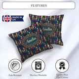Custom Name Artistic Melting Candles on Dark Background Seamless Square Filled Cushion Throw Pillow Sofa Bed Home Decor Zip Washable UK Made