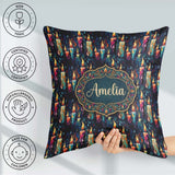 Custom Name Artistic Melting Candles on Dark Background Seamless Square Filled Cushion Throw Pillow Sofa Bed Home Decor Zip Washable UK Made