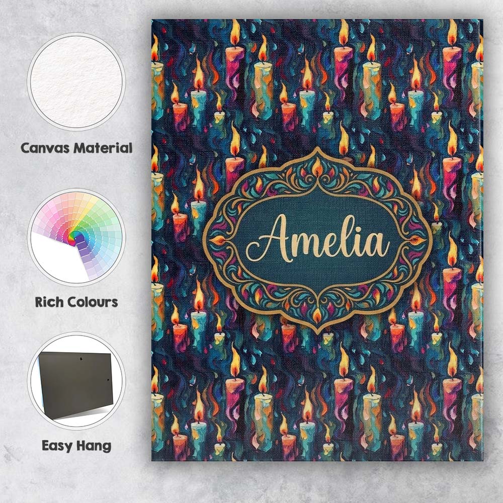 Personalised Name Artistic Melting Wax Custom  Modern Room Accent Elegant Feature Canvas Wall Art Print Decor Picture Ready to Hang