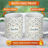 Personalized Custom Name Boho Dreamcatcher Feathers Pastel Seamless Pattern Designs Name Cute 11oz Ceramic Coffee Tea Mug White Large Handle