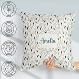 Custom Name Boho Feathers Pastel Seamless Pattern Designs Name Square Filled Cushion Throw Pillow Sofa Bed Home Decor Zip Washable UK Made