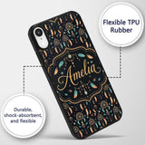 Dark Boho Dreamcatcher Feathers Night Seamless Custom Name Protective Phone Case Mobile Cover Durable Everyday Smartphone Shock Resistant