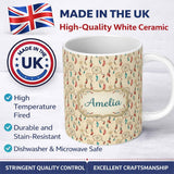 Personalized Custom Name Vintage Dreamcatcher Feathers Warm Tones Seamless Pattern Designs 11oz Ceramic Coffee Tea Mug White Large Handle