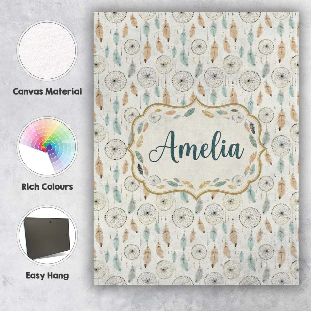 Personalised Name Elegant Dreamcatcher Custom  Unique Gift Idea Modern Room Accent Canvas Wall Art Print Decor Picture Ready to Hang