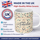 Personalized Custom Name Boho Dreamcatcher Feathers Dots Seamless Pattern Designs Name Cute 11oz Ceramic Coffee Tea Mug White Large Handle