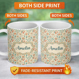 Personalized Custom Name Dreamcatcher Feathers Bohemian Seamless Pattern Designs Name Cute 11oz Ceramic Coffee Tea Mug White Large Handle