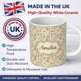 Personalized Custom Name Dreamcatcher Feathers Bohemian Seamless Pattern Designs Name Cute 11oz Ceramic Coffee Tea Mug White Large Handle