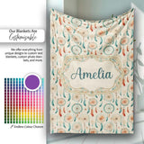 Dreamcatcher Feathers Bohemian Seamless Pattern Designs Name Cute  Personalised Custom Name Super Soft Fleece Blanket Bed Sofa Throw