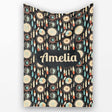 Dark Tribal Dreamcatcher Feathers Boho Seamless Pattern Name Cute  Personalised Custom Name Super Soft Fleece Blanket Bed Sofa Throw