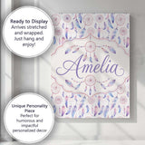 Personalised Name Pastel Pink Purple Custom Premium Decorative Design Modern Room Accent Canvas Wall Art Print Decor Picture Ready to Hang
