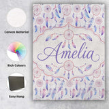 Personalised Name Pastel Pink Purple Custom Premium Decorative Design Modern Room Accent Canvas Wall Art Print Decor Picture Ready to Hang