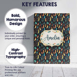 Personalised Name Vibrant Tribal Feathers Custom  Unique Gift Idea Elegant Feature Canvas Wall Art Print Decor Picture Ready to Hang