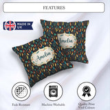 Custom Name Vibrant Tribal Feathers Dark Seamless Pattern Name Square Filled Cushion Throw Pillow Sofa Bed Home Decor Zip Washable UK Made