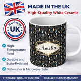Personalized Custom Name Dreamcatcher Night Sky Stars Feather Hanging Pattern Dark 11oz Ceramic Coffee Tea Mug White Large Handle