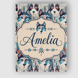 Personalised Name Geometric Husky Dog Faces Custom  Bespoke Interior Contemporary Canvas Wall Art Print Decor Picture Ready to Hang