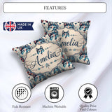 Custom Name Geometric Husky Dog Faces Tribal Style Seamless Name Square Filled Cushion Throw Pillow Sofa Bed Home Decor Zip Washable UK Made
