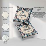 Custom Name Geometric Husky Dog Faces Tribal Style Seamless Name Square Filled Cushion Throw Pillow Sofa Bed Home Decor Zip Washable UK Made