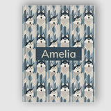 Personalised Name Modern Minimal Husky Dogs Custom  Bespoke Interior Contemporary Canvas Wall Art Print Decor Picture Ready to Hang