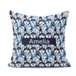 Custom Name Blue Tone Husky Faces Seamless Repeat Pattern Design Square Filled Cushion Throw Pillow Sofa Bed Home Decor Zip Washable UK Made