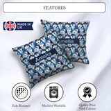 Custom Name Blue Tone Husky Faces Seamless Repeat Pattern Design Square Filled Cushion Throw Pillow Sofa Bed Home Decor Zip Washable UK Made