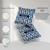 Custom Name Blue Tone Husky Faces Seamless Repeat Pattern Design Square Filled Cushion Throw Pillow Sofa Bed Home Decor Zip Washable UK Made