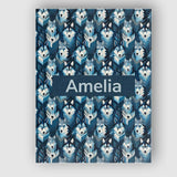 Personalised Name Cool Blue Husky Dog Custom Modern Room Accent Creative Decorator Style Canvas Wall Art Print Decor Picture Ready to Hang