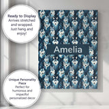 Personalised Name Cool Blue Husky Dog Custom Modern Room Accent Creative Decorator Style Canvas Wall Art Print Decor Picture Ready to Hang