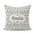 Custom Name Cute Nordic Husky Folk Style Seamless Pattern Cream Square Filled Cushion Throw Pillow Sofa Bed Home Decor Zip Washable UK Made
