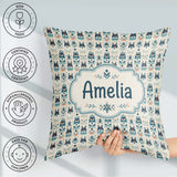 Custom Name Cute Nordic Husky Folk Style Seamless Pattern Cream Square Filled Cushion Throw Pillow Sofa Bed Home Decor Zip Washable UK Made
