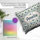 Custom Name Cute Nordic Husky Folk Style Seamless Pattern Cream Square Filled Cushion Throw Pillow Sofa Bed Home Decor Zip Washable UK Made