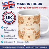 Personalized Custom Name Cute Squirrel Acorn Cartoon Animal Pattern Perfect Gift for Her 11oz Ceramic Coffee Tea Mug White Large Handle